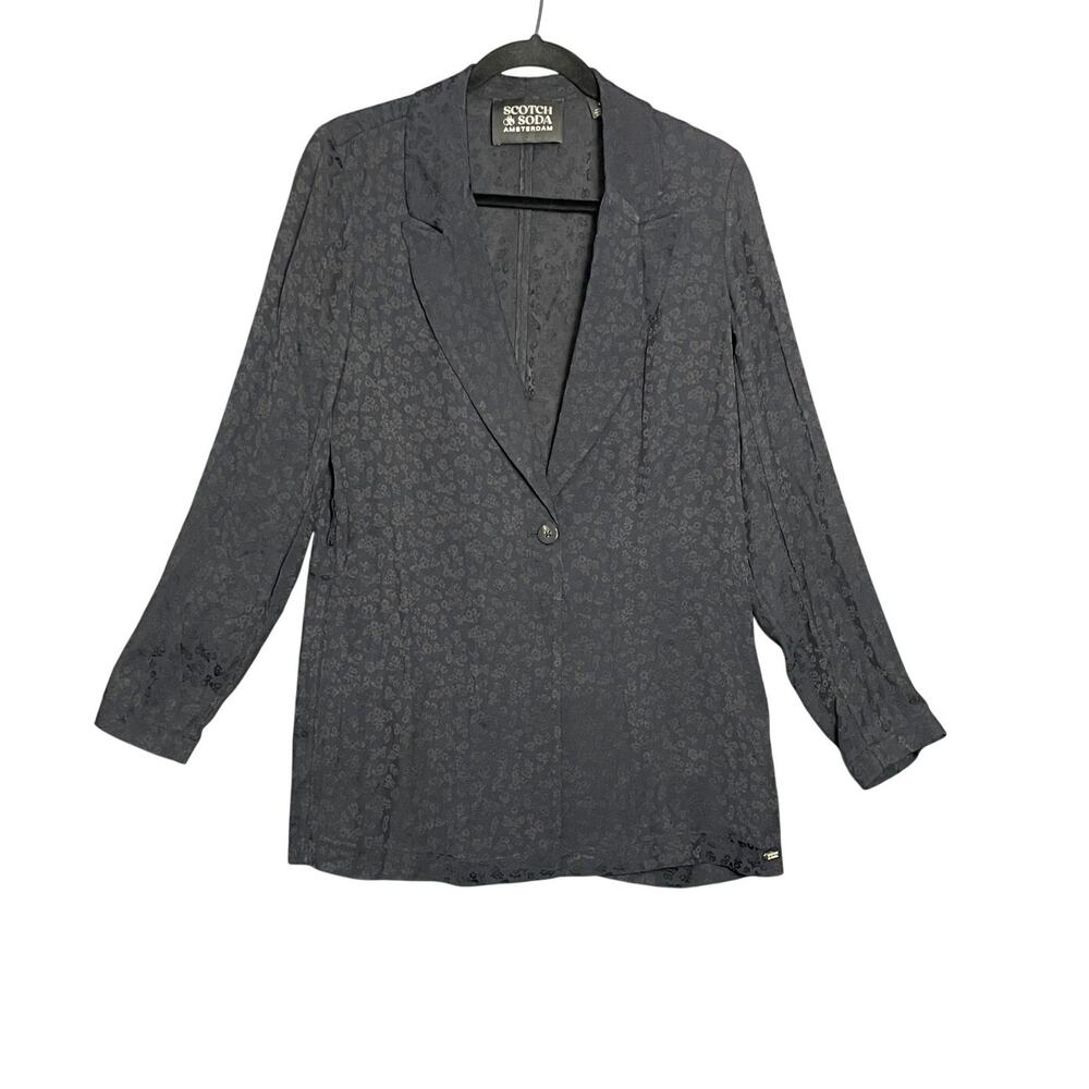 Scotch & Soda Amsterdam Black Jacquard Oversized Blazer Jacket Size Small Office